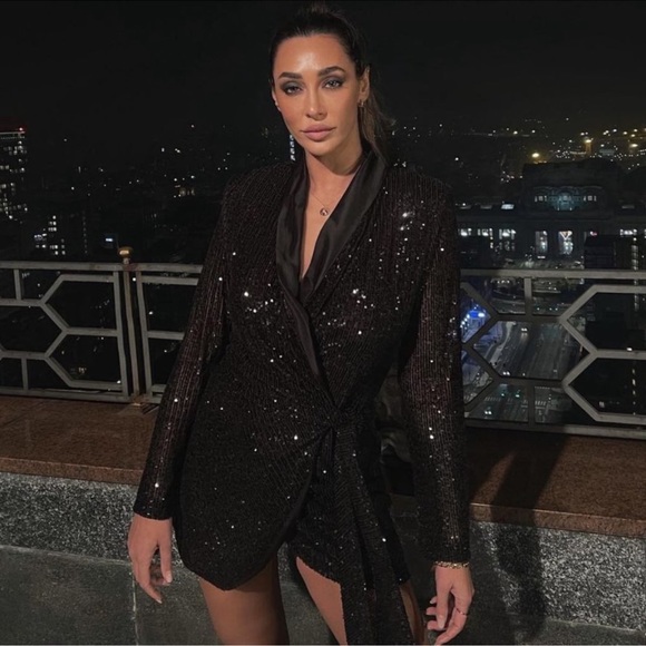 ZARA SEQUIN WRAP DRESS SIZE MEDIUM - Picture 2 of 14